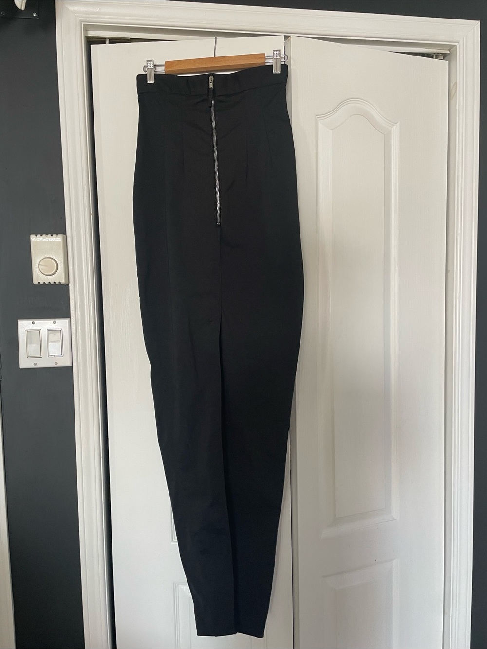 Rick Owens Black High-Waist Pencil Skirt with Front Zip